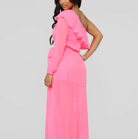 Feeling Fun Off Shoulder Maxi Dress - Neon Pink - Picture 2 of 5